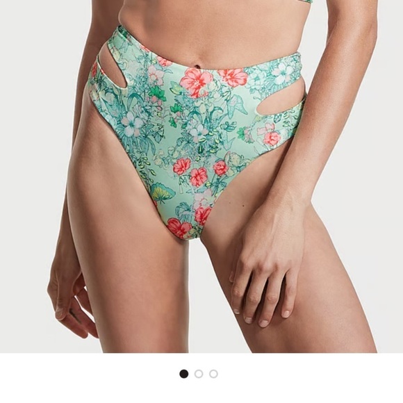 Victoria’s Secret Green Floral Butterfly Halter Bikini High Waisted Cut Out - Picture 2 of 14